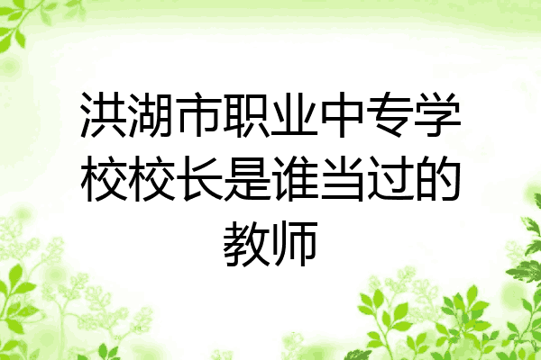 洪湖市职业中专学校校长是谁当过的教师