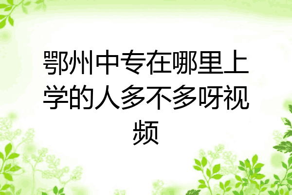 鄂州中专在哪里上学的人多不多呀视频