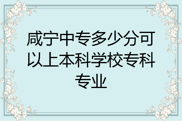 咸宁中专多少分可以上本科学校专科专业