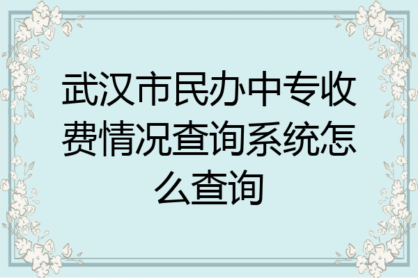 武汉市民办中专收费情况查询系统怎么查询