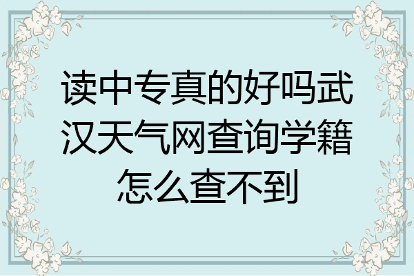 读中专真的好吗武汉天气网查询学籍怎么查不到