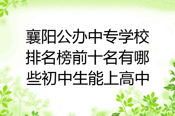 襄阳公办中专学校排名榜前十名有哪些初中生能上高中