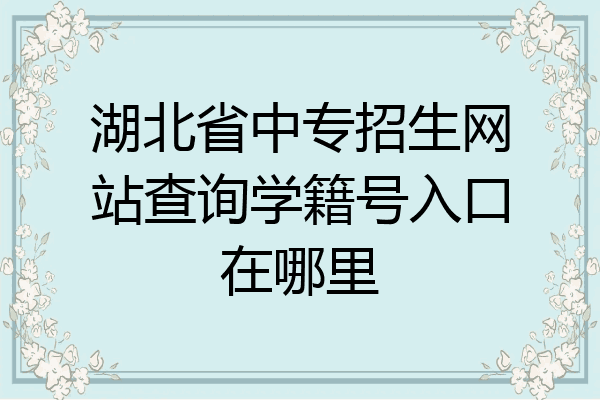 湖北省中专招生网站查询学籍号入口在哪里