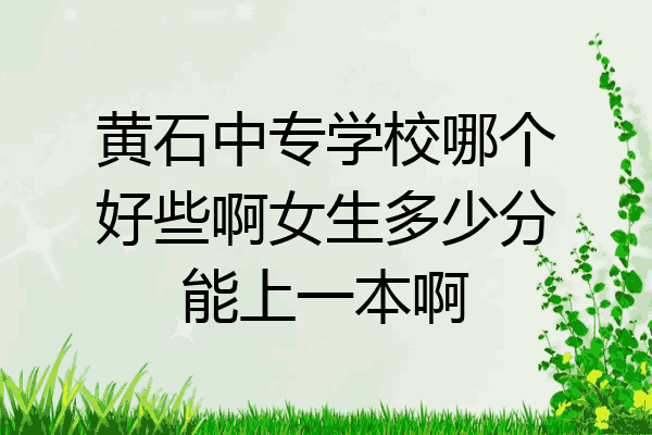 黄石中专学校哪个好些啊女生多少分能上一本啊