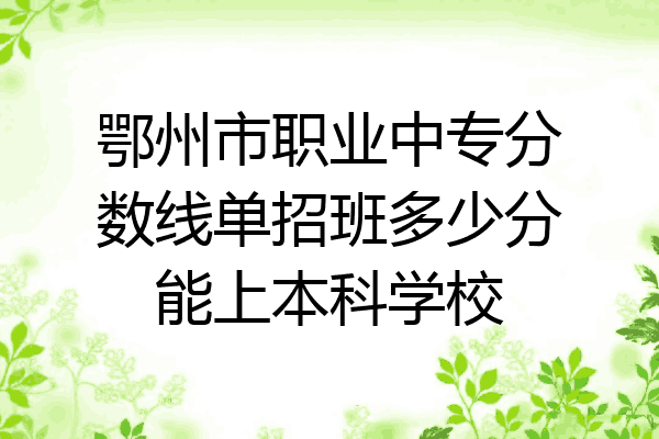 鄂州市职业中专分数线单招班多少分能上本科学校