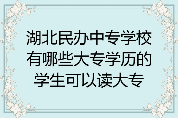 湖北民办中专学校有哪些大专学历的学生可以读大专