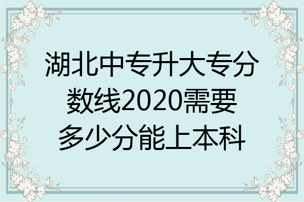 湖北中专升大专分数线2020需要多少分能上本科