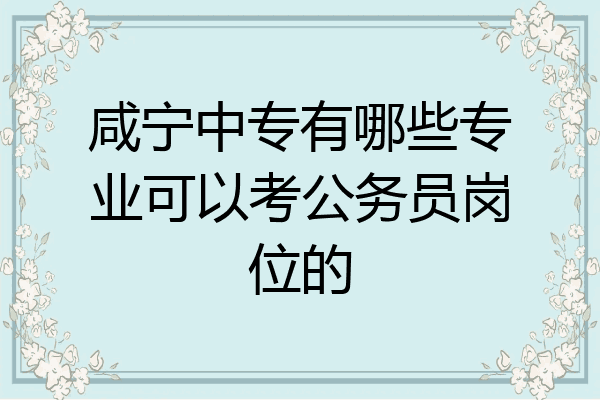 咸宁中专有哪些专业可以考公务员岗位的