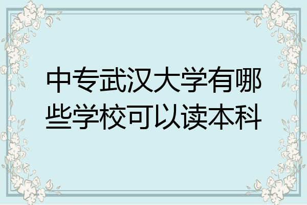 中专武汉大学有哪些学校可以读本科