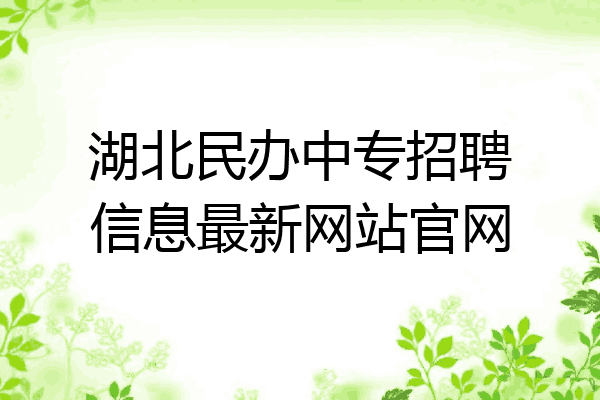 湖北民办中专招聘信息最新网站官网