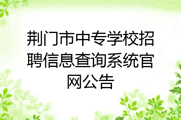 荆门市中专学校招聘信息查询系统官网公告
