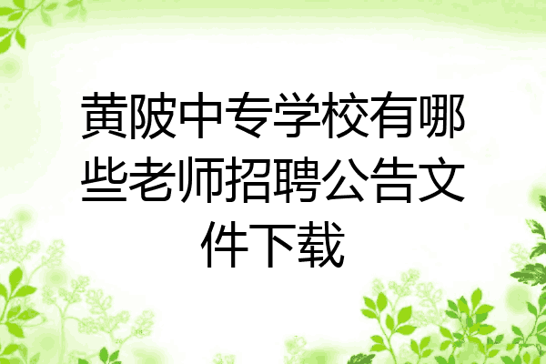 黄陂中专学校有哪些老师招聘公告文件下载