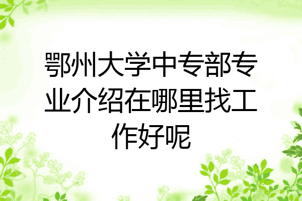 鄂州大学中专部专业介绍在哪里找工作好呢