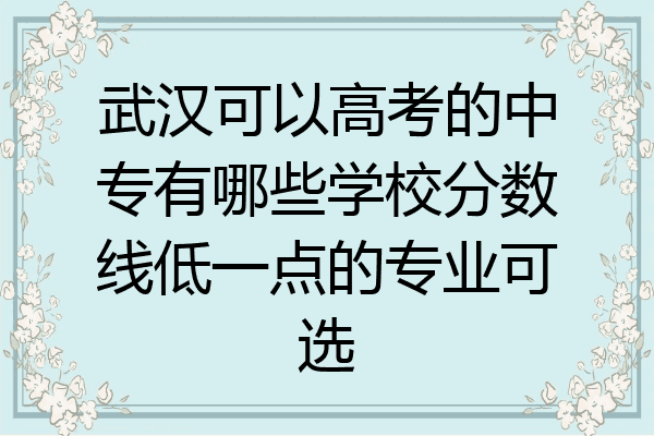 武汉可以高考的中专有哪些学校分数线低一点的专业可选