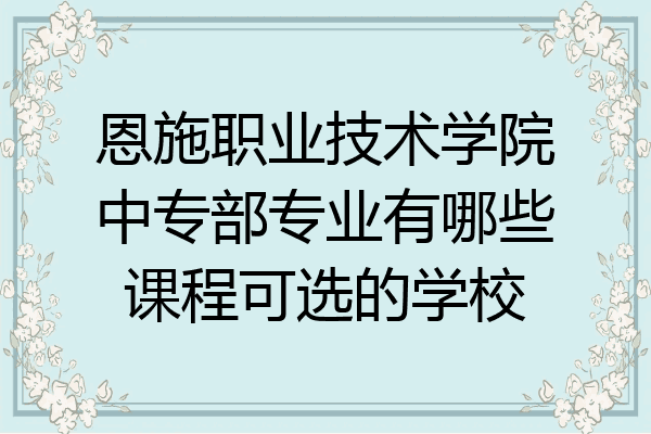 恩施职业技术学院中专部专业有哪些课程可选的学校