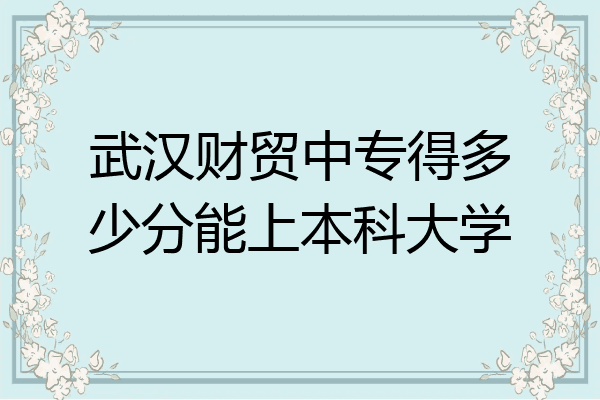 武汉财贸中专得多少分能上本科大学