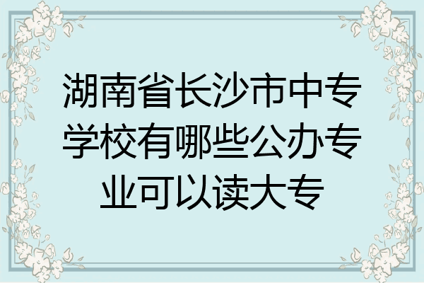 湖南省长沙市中专学校有哪些公办专业可以读大专