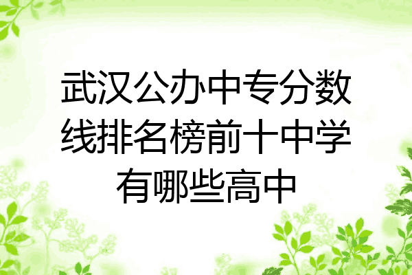 武汉公办中专分数线排名榜前十中学有哪些高中