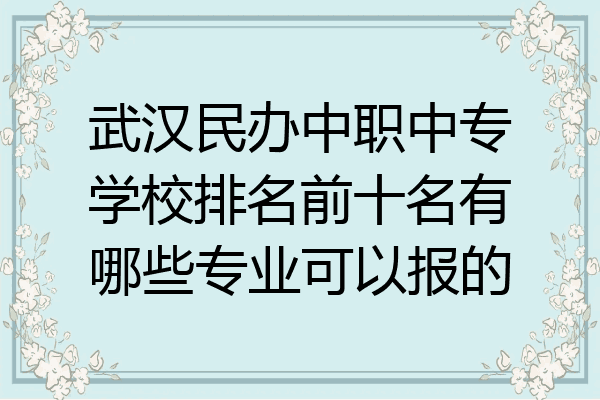武汉民办中职中专学校排名前十名有哪些专业可以报的