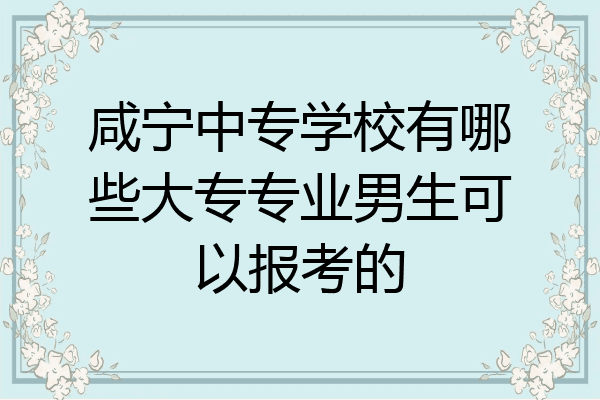 咸宁中专学校有哪些大专专业男生可以报考的