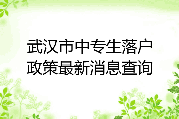 武汉市中专生落户政策最新消息查询