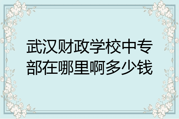 武汉财政学校中专部在哪里啊多少钱