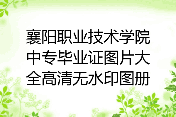 襄阳职业技术学院中专毕业证图片大全高清无水印图册