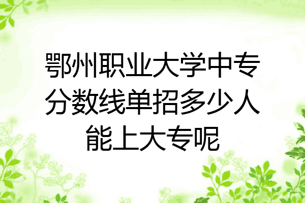鄂州职业大学中专分数线单招多少人能上大专呢