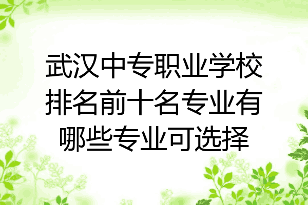 武汉中专职业学校排名前十名专业有哪些专业可选择
