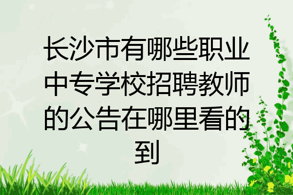 长沙市有哪些职业中专学校招聘教师的公告在哪里看的到