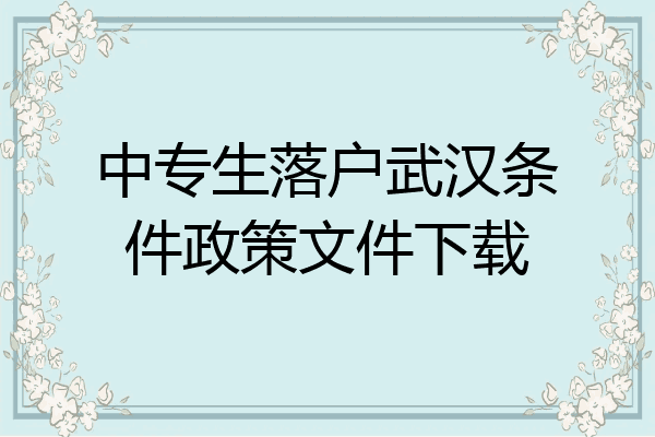 中专生落户武汉条件政策文件下载