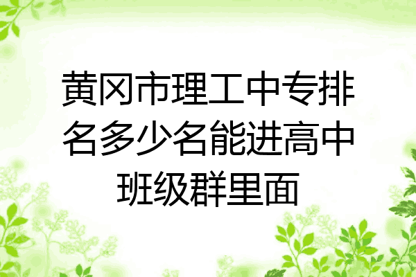 黄冈市理工中专排名多少名能进高中班级群里面