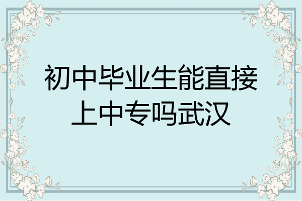 初中毕业生能直接上中专吗武汉