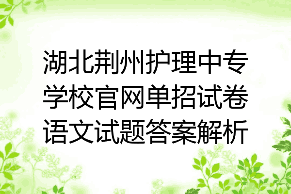 湖北荆州护理中专学校官网单招试卷语文试题答案解析