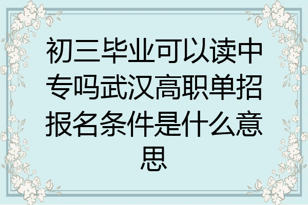 初三毕业可以读中专吗武汉高职单招报名条件是什么意思