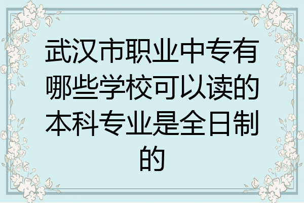 武汉市职业中专有哪些学校可以读的本科专业是全日制的
