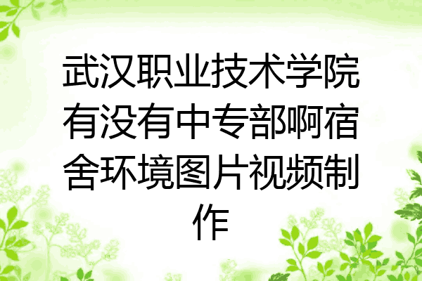 武汉职业技术学院有没有中专部啊宿舍环境图片视频制作