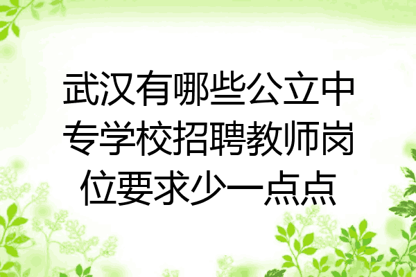 武汉有哪些公立中专学校招聘教师岗位要求少一点点