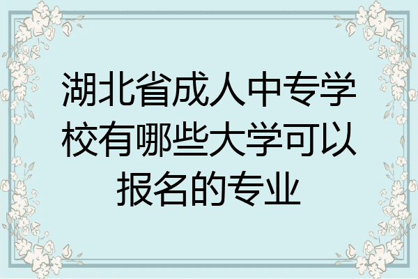 湖北省成人中专学校有哪些大学可以报名的专业
