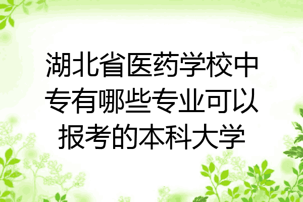 湖北省医药学校中专有哪些专业可以报考的本科大学