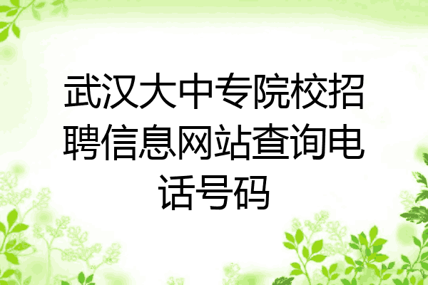 武汉大中专院校招聘信息网站查询电话号码