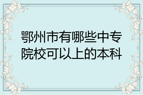 鄂州市有哪些中专院校可以上的本科