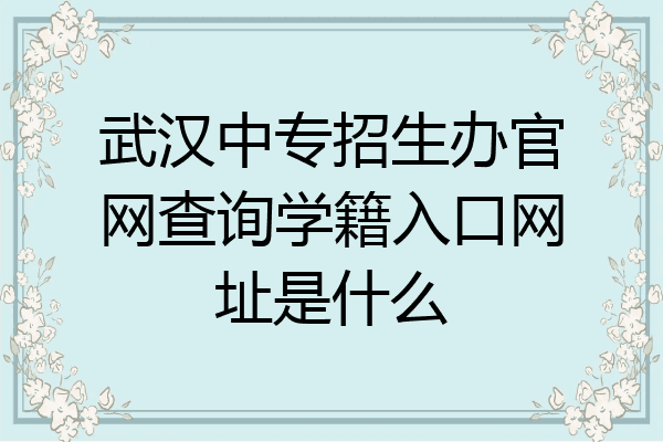 武汉中专招生办官网查询学籍入口网址是什么