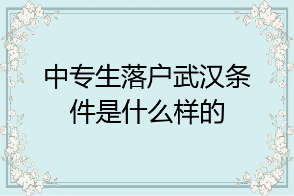 中专生落户武汉条件是什么样的
