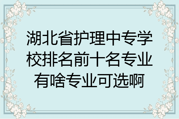 湖北省护理中专学校排名前十名专业有啥专业可选啊