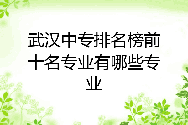 武汉中专排名榜前十名专业有哪些专业