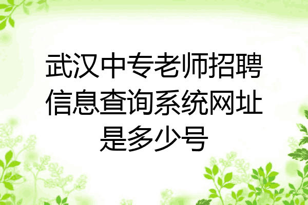 武汉中专老师招聘信息查询系统网址是多少号