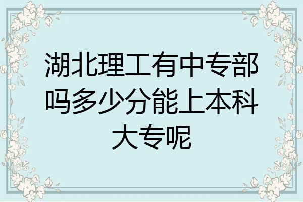湖北理工有中专部吗多少分能上本科大专呢