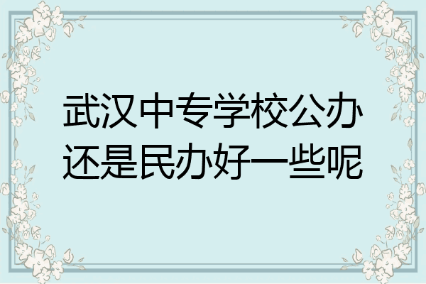 武汉中专学校公办还是民办好一些呢