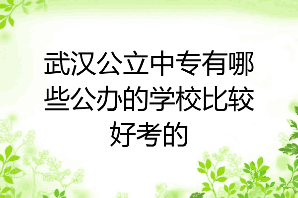 武汉公立中专有哪些公办的学校比较好考的